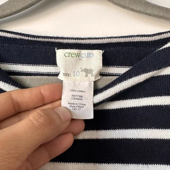Crewcuts Navy and White Striped Heart Sweater 10 Valentine's Day Long sleeve top - Picture 5 of 6
